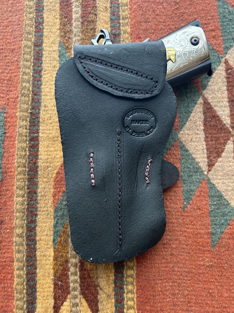Western Läderhölster med Blommigt Skuggmönster Passar Colt Kimber Springfield Ruger RIA Modell 1911 bild 5