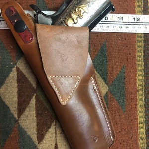 Tanned Leather Holster with Floral Scroll Fits Colt Springfield Ruger RIA Taurus ATI Kimber Model 1911 image 4