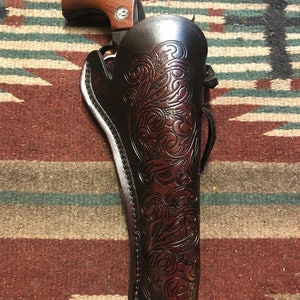 FITS Remington 1858 Black Powder Revolver Western Leather Holster w Floral Scroll Pattern