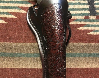 FITS Remington 1858 Black Powder Revolver Western Leather Holster w Floral Scroll Pattern