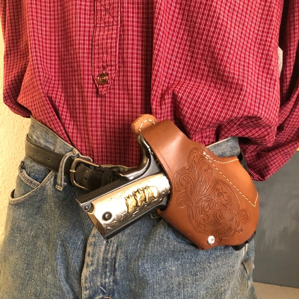 Leather Cross Draw Thumb Break Holster Fits Colt Model 1911 Kimber Springfield Ruger RIA ATI M1911