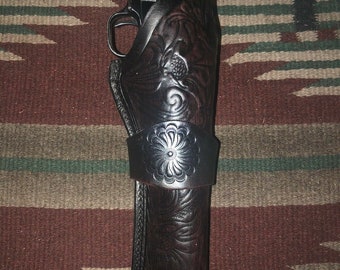 Skórzana kabura z blokadą kciuka, prosta szlufka na pasek, z kwiatowym wzorem, pasująca do karabinów Heritage Rough Rider Ruger Single Six & Nine Wrangler 6,5"