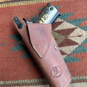 Leather Thumb Break Holster with Spare Pouch Fits Colt Springfield Ruger Remington RIA ATI Citadel Sig Taurus Model 1911 image 7