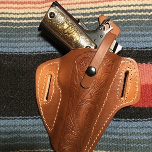 Leather Pancake Holster fits Colt 45 Model 1911 also fits the Kimber Ruger Springfield RIA ATI M1911