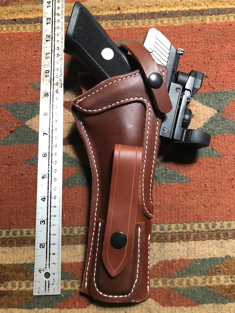 Hölster i garvat läder med reservficka passar Ruger Mark Mk II III IV 22-w sikte bild 1