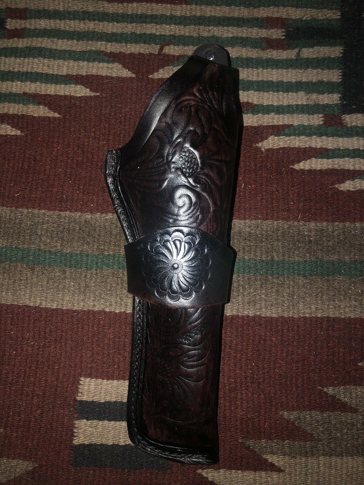 Leather Thumb Break Holster Floral Scroll Straight Belt Loop Fits ...