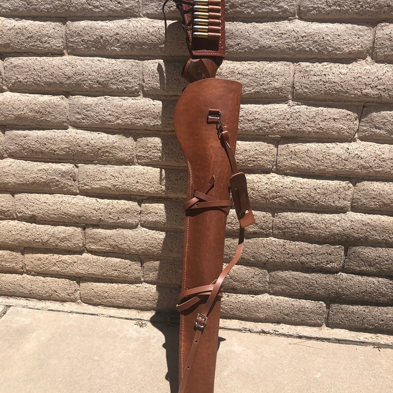 Leather Rifle Scabbard for Lever Action Carbine Horseback or ATV Hunting Fits Winchester Marlin Henry USA Made