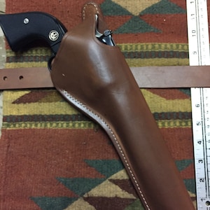 Two Position Leather Holster Cross & Strong Side Draw Fits Ruger Blackhawk / Super / Old Army up to a 7.5&quot;