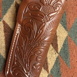 Tanned Leather Holster with Floral Scroll Fits Colt Springfield Ruger RIA Taurus ATI Kimber Model 1911 image 2