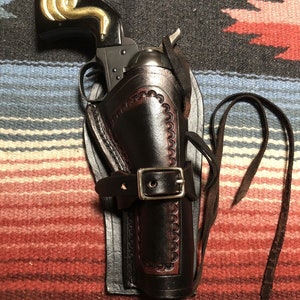 Cowboy Western Fast Draw Leather Holster Fits Colt SAA 1873 Ruger Wrangler Uberti Cattleman Heritage Rough Rider w &quot;Antiqued&quot; Finish