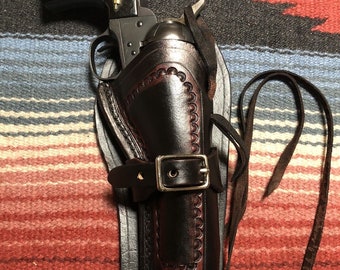 Cowboy Western Fast Draw Leather Holster Fits Colt SAA 1873 Ruger Wrangler Uberti Cattleman Heritage Rough Rider w "Antiqued" Finish