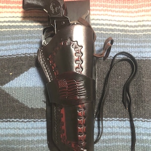 Fits Colt SAA 1873 Ruger Wrangler 22 LR Revolver Heritage Rough Rider 22Cal Leather Western Drop Holster USA Flag