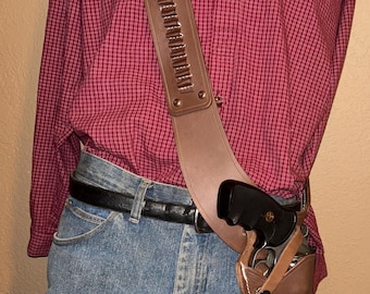 Shoulder Carry Leather Holster w/ Loops Fits Smith Wesson 29 28 27 25 686 586 66 19 Colt Python Ruger GP100 Taurus 627 + Many Others Look