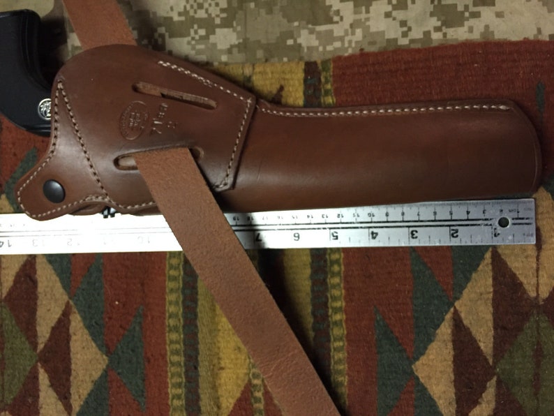 Funda de cuero de dos posiciones para extracción cruzada y lateral fuerte. Compatible con Ruger Blackhawk / Super / Old Army de hasta 7,5". imagen 6