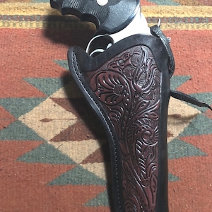 Western Leather Holster Fits Colt Python King Cobra S&W 586 686 66 19 10 Ruger GP100 Taurus Tracker 627 w/ Floral Scroll