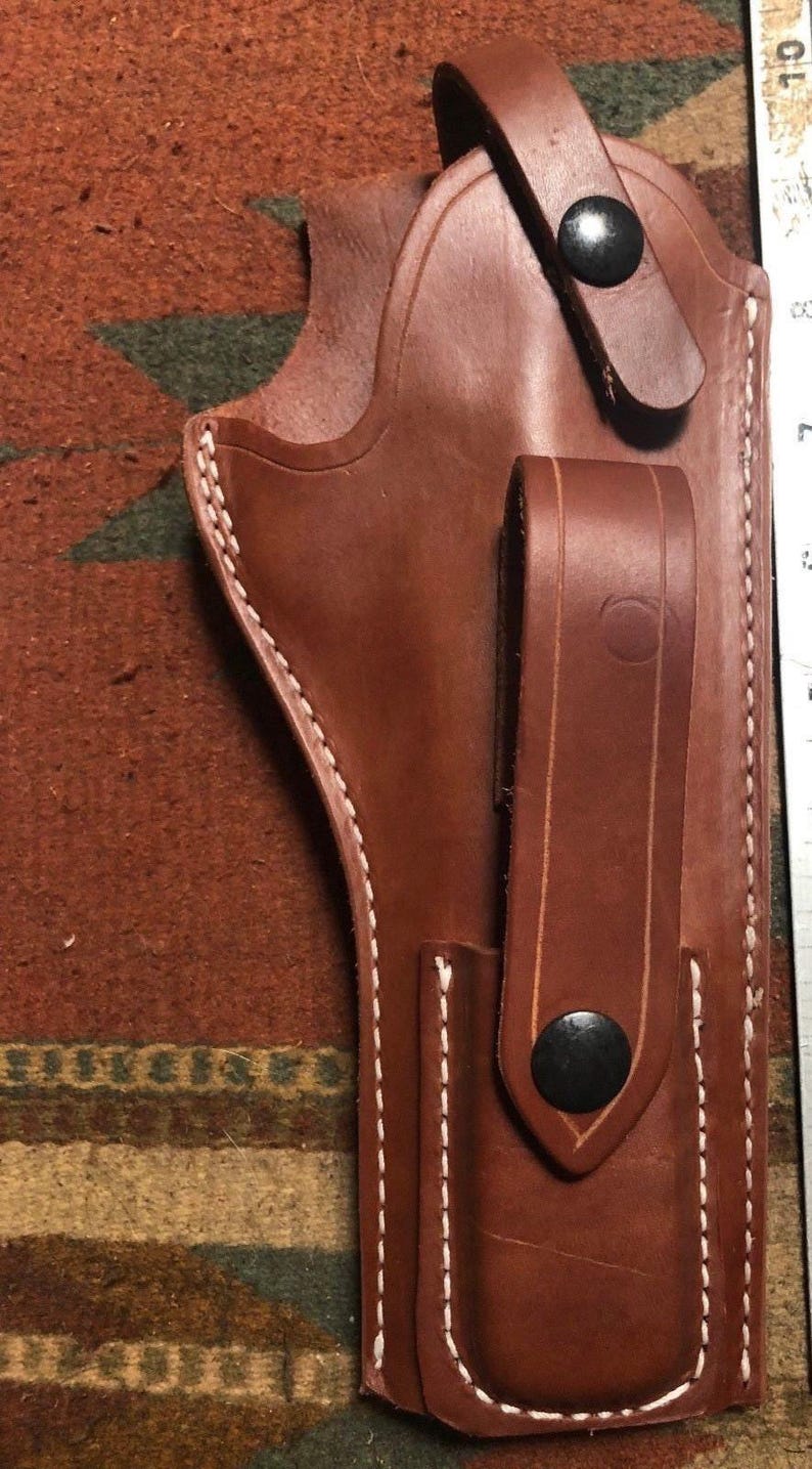 Funda de cuero curtido Ruger Mark I II III IV con portacargador, cañones Mk y estándar de 4,75, 5,5, 6 y 6,88 imagen 8