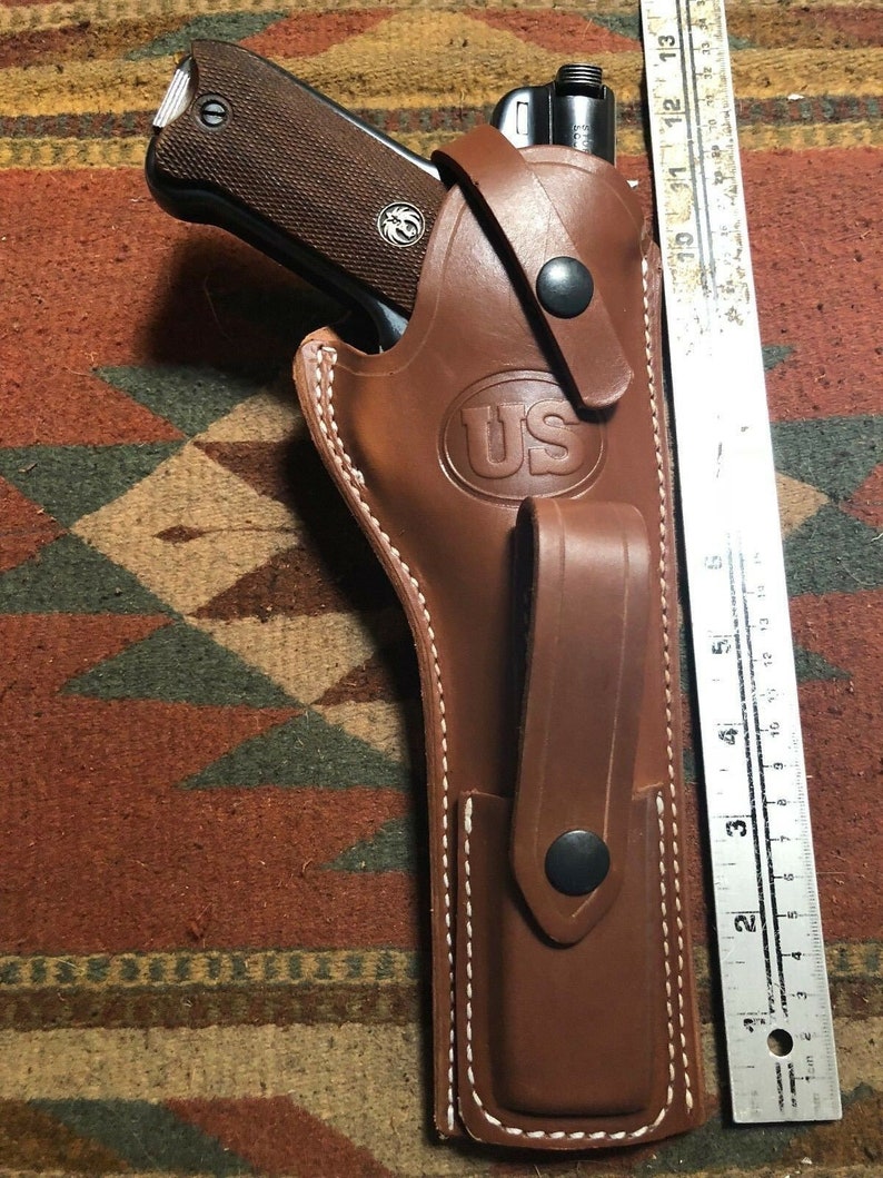 Ruger Mark I II III IV Tanned Leather Holster w Magazine Pouch Mk & Standard 4.75, 5.5, 6, 6.88 Barrels image 2