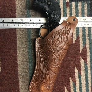 Leather Thumb Break Field Holster Floral Brown Fits Ruger Wrangler Single Six & Ten 22Cal Uberti Stallion +