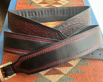 Cowboy Western Leather Cartridge Belt with Loops Two Tone Dark