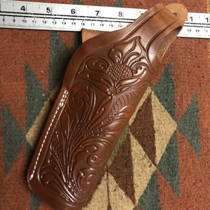 Tanned Leather Holster with Floral Scroll Fits Colt Springfield Ruger RIA Taurus ATI Kimber Model 1911 image 7