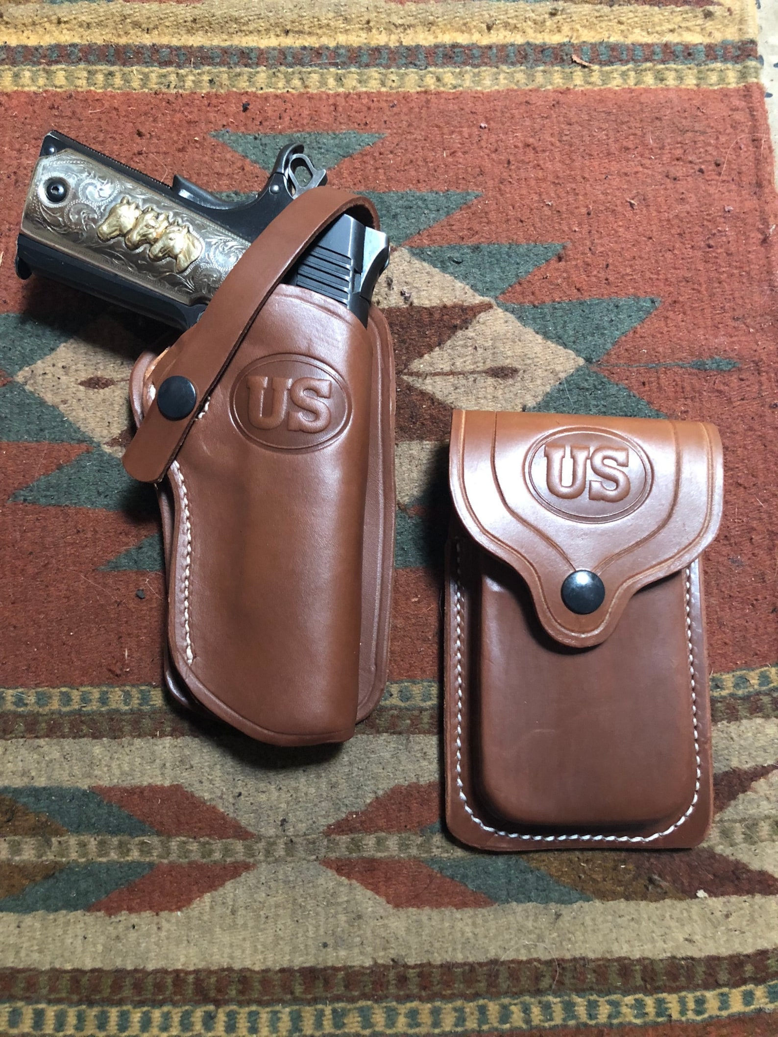 Western Leather Holster & Magazine Pouch Fits Colt Model 1911 Etsy