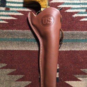 Slanke holster van western gelooid leer past bij de Colt Uberti Pietta Traditions Model 1851 1861 Navy 1860 Army Ruger Old Army