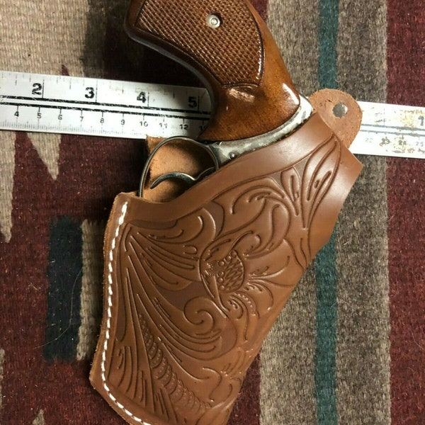 Smith & Wesson Model 36 37 60 637 Brown Leather Thumb Break Holster Floral Scroll