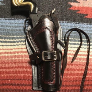 Cowboy Western Fast Draw Leather Holster Fits Colt SAA 1873 Ruger Wrangler Single Six Uberti Cattleman Heritage Rough Rider Two Tone Finish