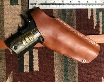 Four Position Leather Holster Cross Draw Small of the Back Strong Side Fits Colt Springfield Ruger RIA Citadel Taurus ATI Govt Model 1911