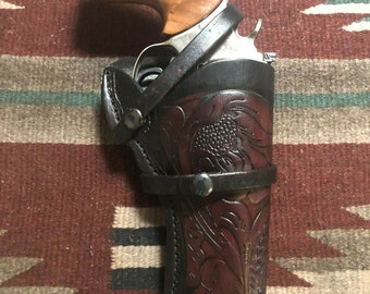 Western Leather Field Holster with Floral Scroll Pattern Fits Ruger GP100 S&W Model 586 686 66 19 Colt Python King Cobra Taurus M 66 627