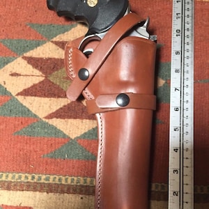 Western Leather Field Holster Fits S&W 586 686 66 19 10 Ruger GP100 Taurus 627 Colt Python King Cobra
