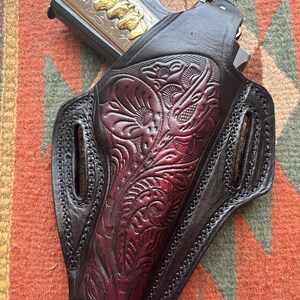 Lederhalfter Pancake mit Daumenbruch passend für Colt 45 Kimber Ruger Citadel RIA ATI M1911 Bild 3