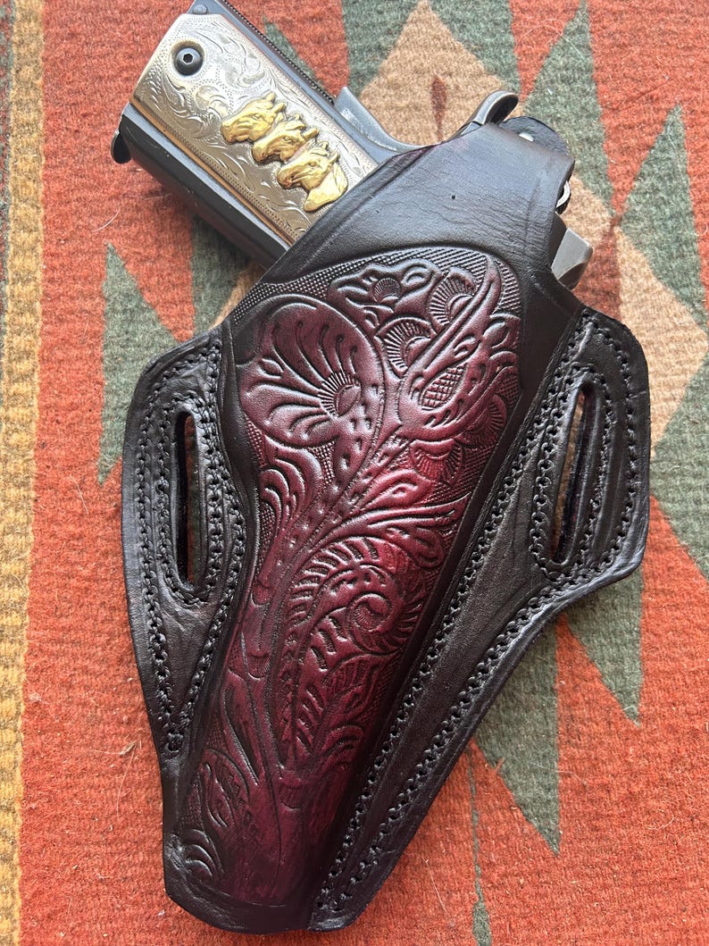 Lederhalfter Pancake mit Daumenbruch passend für Colt 45 Kimber Ruger Citadel RIA ATI M1911 Bild 3