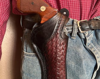 Leather Field Holster for Medium & Large Frame Revolvers Like Colt Python Smith Wesson 19 586 686 25 27 28 29 Taurus 66 627 44 Ruger GP100 +