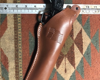 Fits the Ruger Single Six Single Nine Wrangler & Heritage Rough Rider 6.5" Barrel Leather Thumb Break Field Holster w/ USA Flag