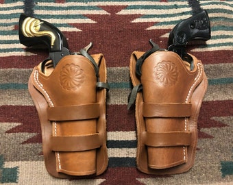 Westerse leren holsterset, paar links en rechts, past op Colt SAA Heritage Rough Rider Revolver van 3,5 tot 7,5 inch