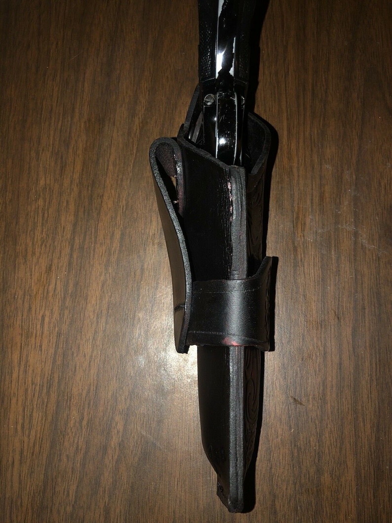 Western Style Leather Thumb Break Holster Floral Straight Belt Loop Fits Ruger Wrangler Single Six Heritage Rough Rider 22 image 3