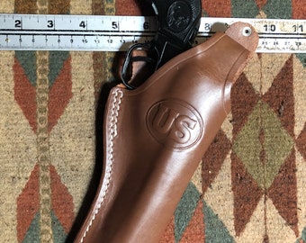 Coldre de couro com trava de polegar para pistolas Heritage Rough Rider, Chiappa Pietta, EMF 1873, Ruger Wrangler Single Six & Ten, com calibres de 3,5" a 7,5".