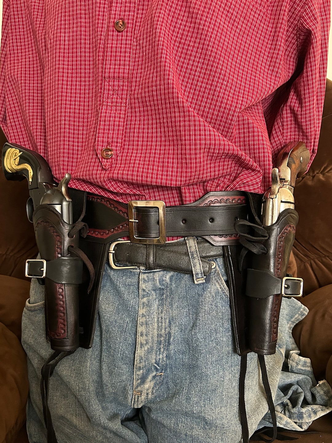 Belt Holster Western Leather Left Handed Revolver Holster For Gun