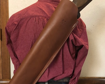 Tanned Leather Scabbard Case w Shoulder Carry Strap Fits Coach Shotgun 18-20" Barrel Stoeger CZ