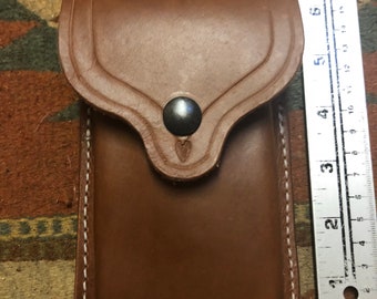 Tanned Leather Dual Mag Flap Pouch Fits Single Stack 45ACP Model 1911 USA Made!