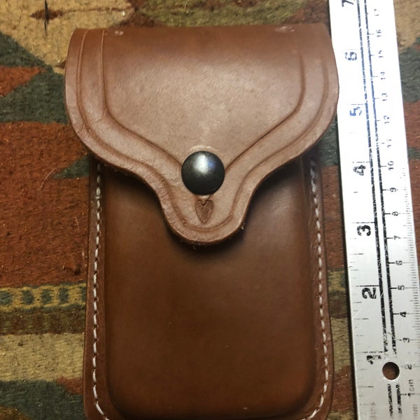 Tanned Leather Dual Mag Flap Pouch Fits Single Stack 45ACP Model 1911 USA Made!