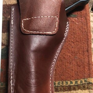 Funda de cuero curtido Ruger Mark I II III IV con portacargador, cañones Mk y estándar de 4,75, 5,5, 6 y 6,88 imagen 6