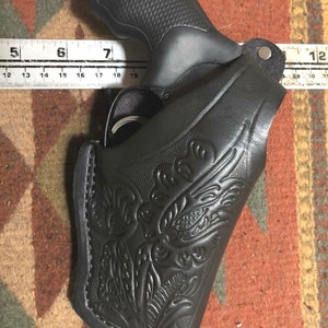 Black Leather Thumb Break Holster w Scroll Fits S&W Model 36 37 60 637 38 Special Taurus 85 856 2&quot;