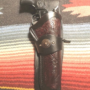 Fits Ruger Single Six & Nine / Heritage Rough Rider 6.5&quot; Barrel Western Leather Drop Holster Floral Scroll