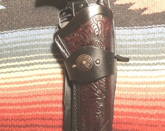 Fits Ruger Single Six & Nine / Heritage Rough Rider 6.5&quot; Barrel Western Leather Drop Holster Floral Scroll
