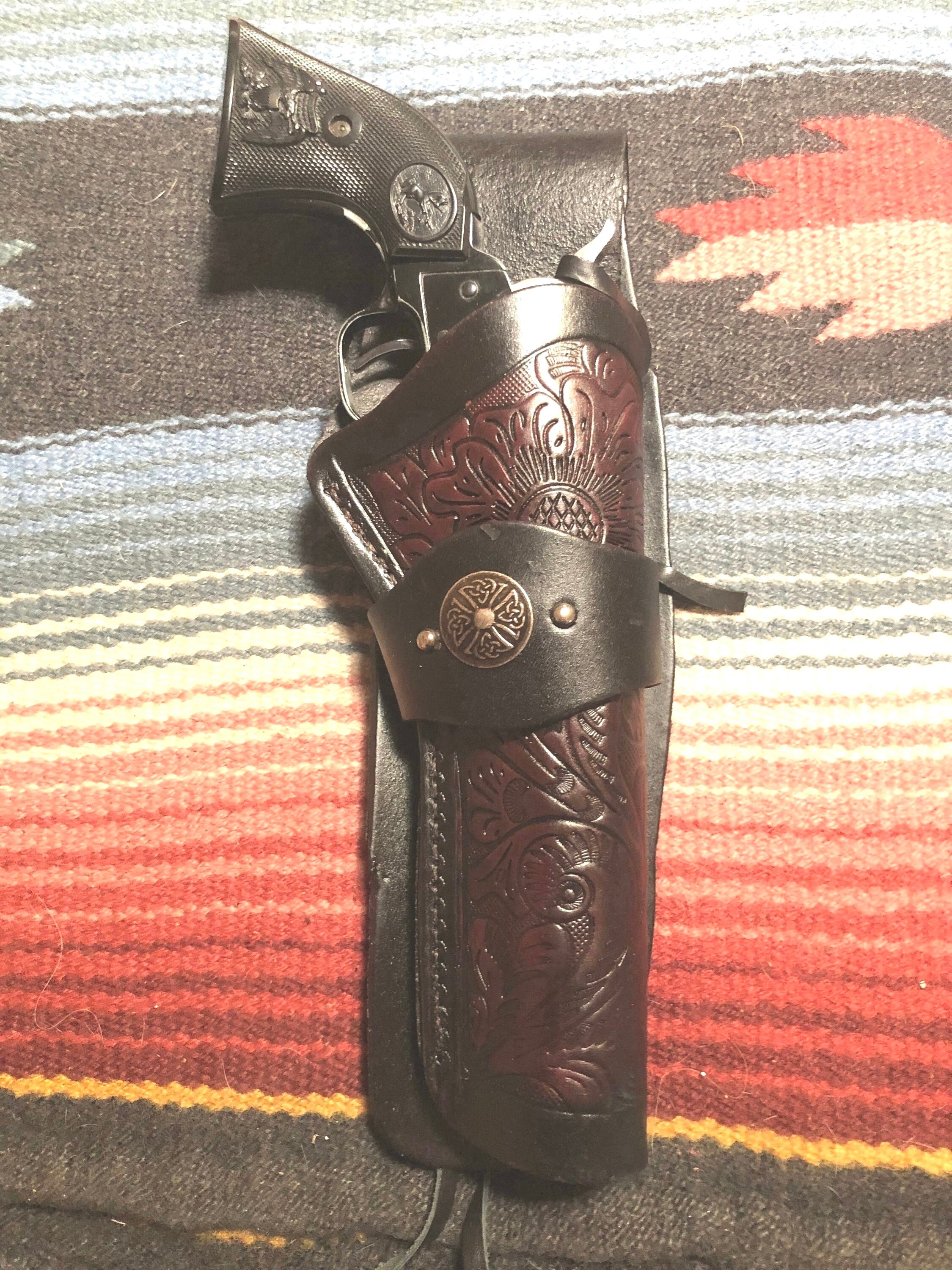 Fits Ruger Single Six & Nine / Heritage Rough Rider 6.5" Barrel Western Leather Drop Holster Floral Scroll