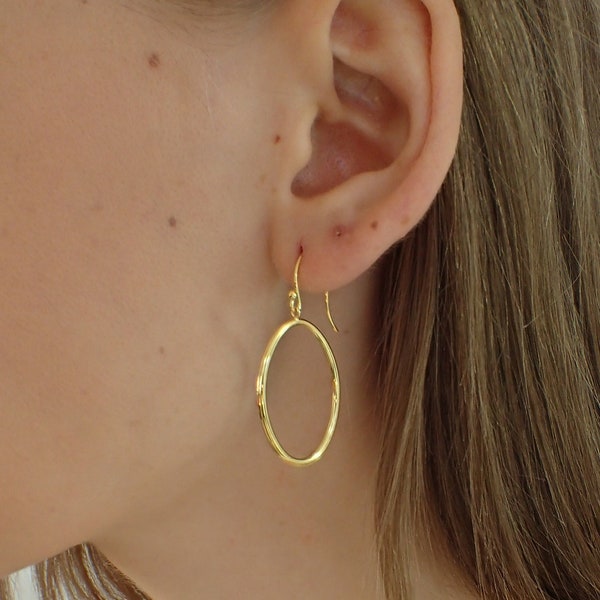 Open Circle Earrings, Dangle Earrings, Geometric Earrings, Dainty Drop Earring, Hoop Earrings, Everyday Minimal Earring