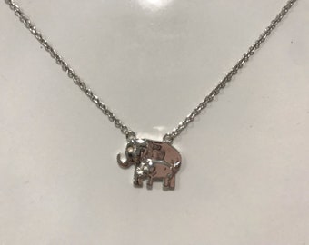 Mom and Baby Necklace, Elephant Mom and Baby, Gift For Mom, Mother and Baby Charm, Elephant Necklace