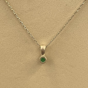 Emerald Solitaire Necklace, May Birthstones, Sterling Silver Bezel Set Necklace, Dainty Layered Necklace, Mother&#39;s Day Gift